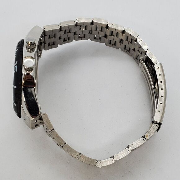 Men's Watch 41MM White Dial Black Bezel Gray Bracelet Band 8.5" New Battery - Picture 8 of 9